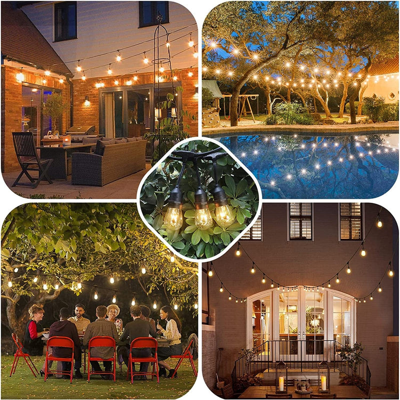 Mlambert 96FT (2 X 48FT) Dimmable Outdoor Bistro String Lights for Patio, Waterproof Hanging Vintage 11W Edison Bulbs, 48Ft Commercial Lights String Perfect for Cafe Backyard Pergola, Blk(96Ft)