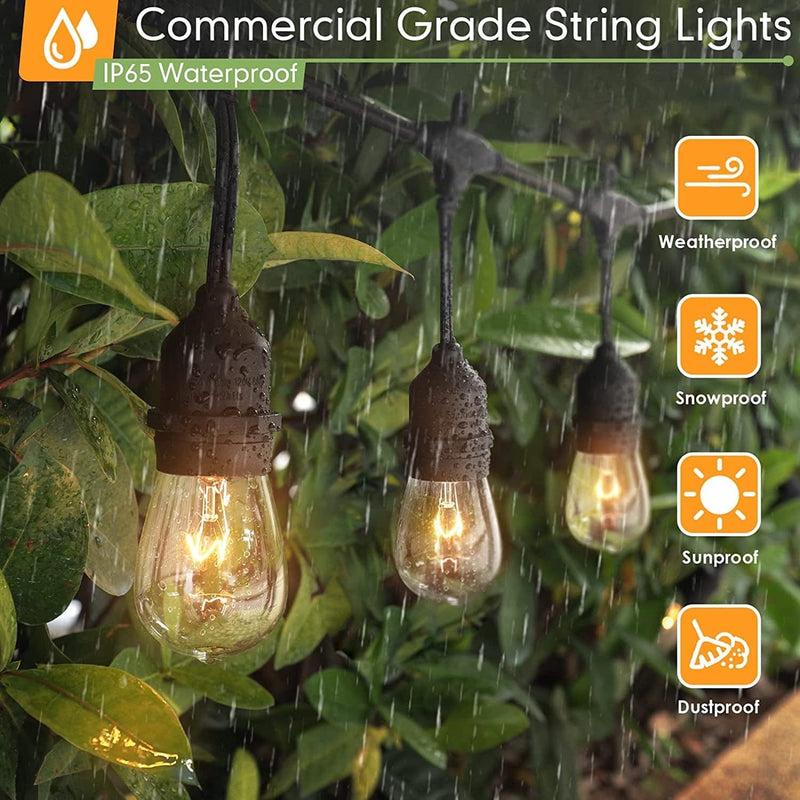 Mlambert 96FT (2 X 48FT) Dimmable Outdoor Bistro String Lights for Patio, Waterproof Hanging Vintage 11W Edison Bulbs, 48Ft Commercial Lights String Perfect for Cafe Backyard Pergola, Blk(96Ft)