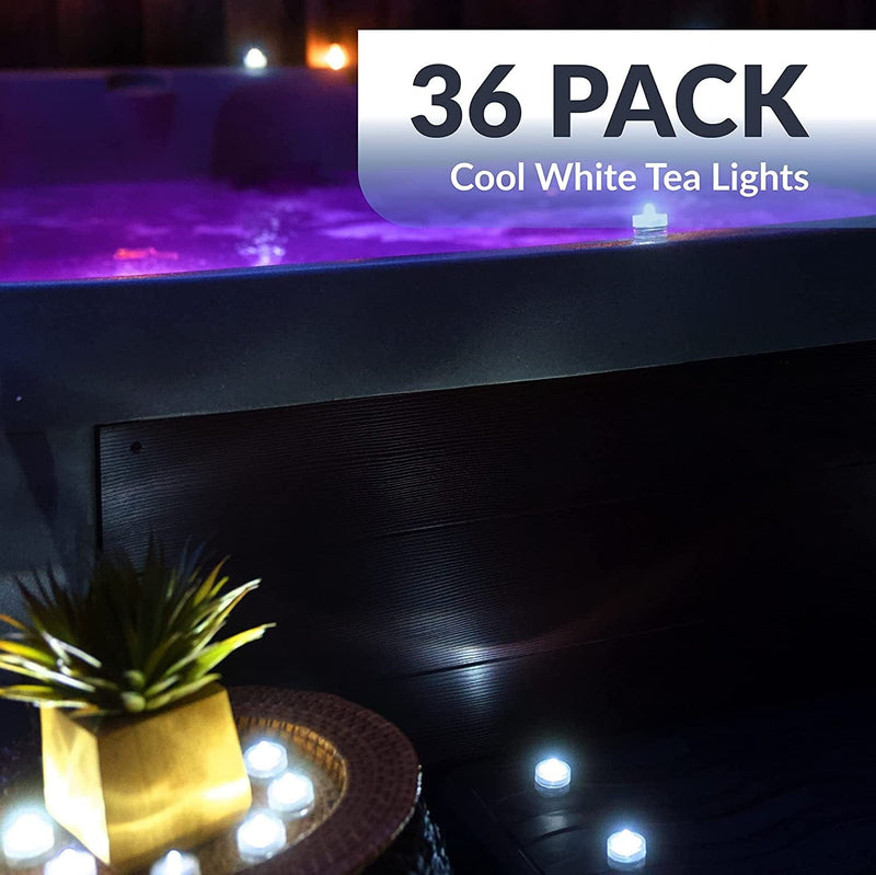 Newhouse Lighting SW132WT/36A Waterproof LED Tea Lights Submersible Wedding Underwater Battery Seasonal & Festival 36-Pack, Cool White