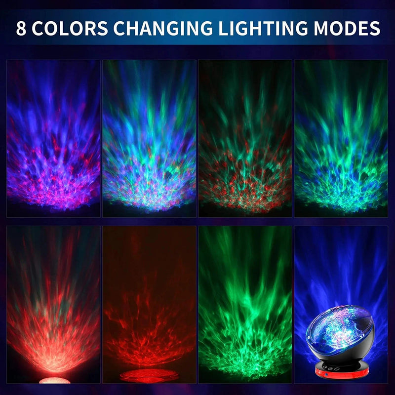 Ocean Wave Projector, Night Light Projector, 8 Color Changing Music Night Light for Kids with Remote Control Timer Setting Light Show for Kids Adults Bedroom Lights Room Decor(Black)