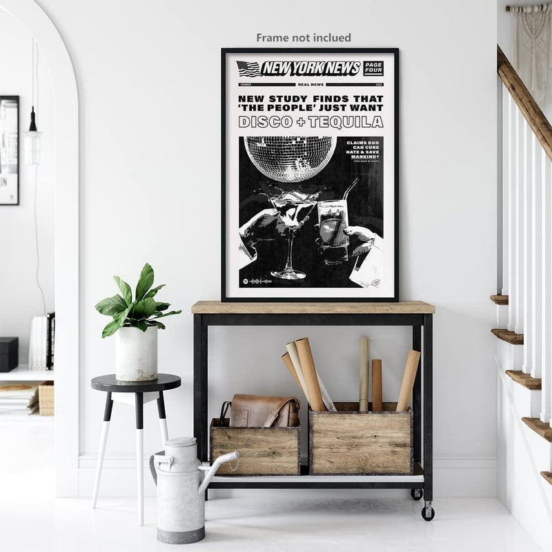 OIOANA Vintage Music Aesthetics Poster Prints Funny Black and White New York News Canvas Wall Art Humor Quotes Poster Trendy Retro Party Wall Decor for Living Room 16X24In Unframed