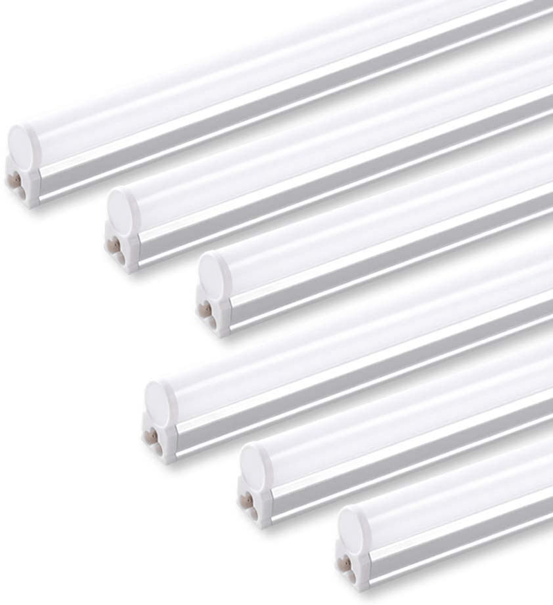 (Pack of 6) Barrina LED T5 Integrated Single Fixture, 4FT, 2200Lm, 4000K (Daylight Glow), 20W, Utility Shop Light, Ceiling and under Cabinet Light, Corded Electric with Built-In On/Off Switch