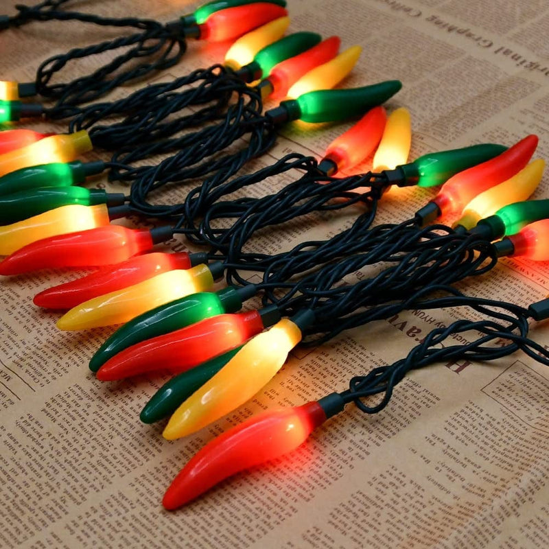 Pallerina Multi-Colored Chili Pepper String Lights, 13.6FT Hot Chili Pepper Lights with 35 Christmas Warm White Chili Pepper Bulbs(2 Spare) UL Listed for Outdoor Indoor Kitchen Garden Patio Decoration