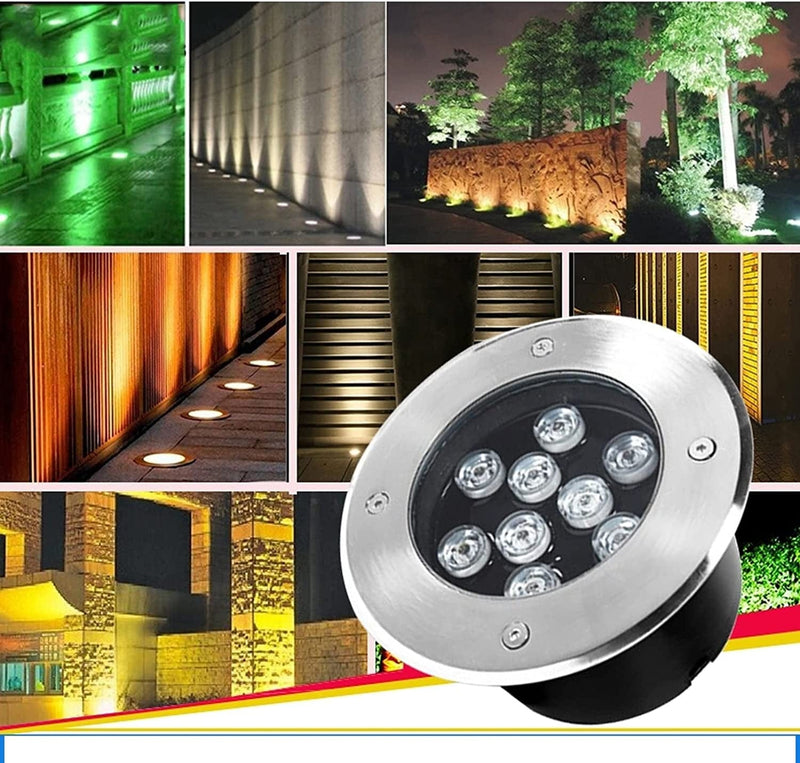 Recessed Underwater Light - Ring Fountain Light, IP68 Waterproof Ground Spotlight, 110-230V Outdoor LED Ground Light, Full Stainless Steel Recessed Ground Light ( Color : Yellow Light , Size : 3W )