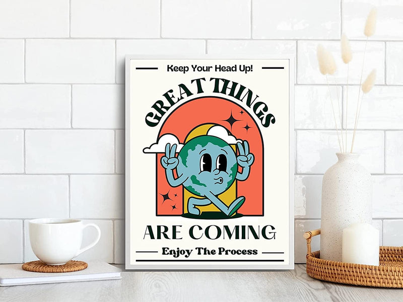 Retro Poster Wall Art Print, Positive Quote Funny Motivational Inspirational That Girl Room Decor Aesthetic for Teen Girls , College Apartment Dorm Bedroom, Cute Trendy Wall Decor, 60S 70S 80S Poster