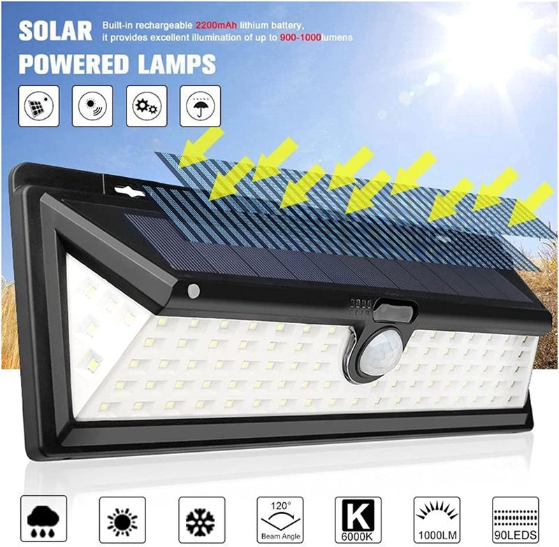 ROFEI 90 LED Solar Light Outdoor Solar Lamp PIR Motion Sensor Wall Light Waterproof Solar Powered Sunlight for Garden Decoration (Color : 1Pc)
