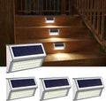 ROSHWEY Solar Outdoor Lights, 10 Pack 30 LED Fence Lights Outdoor Waterproof Post Solar Lamps Stainless Steel Deck Lights outside Step Lighting for Backyard Walkway Stairs, Cool White Light