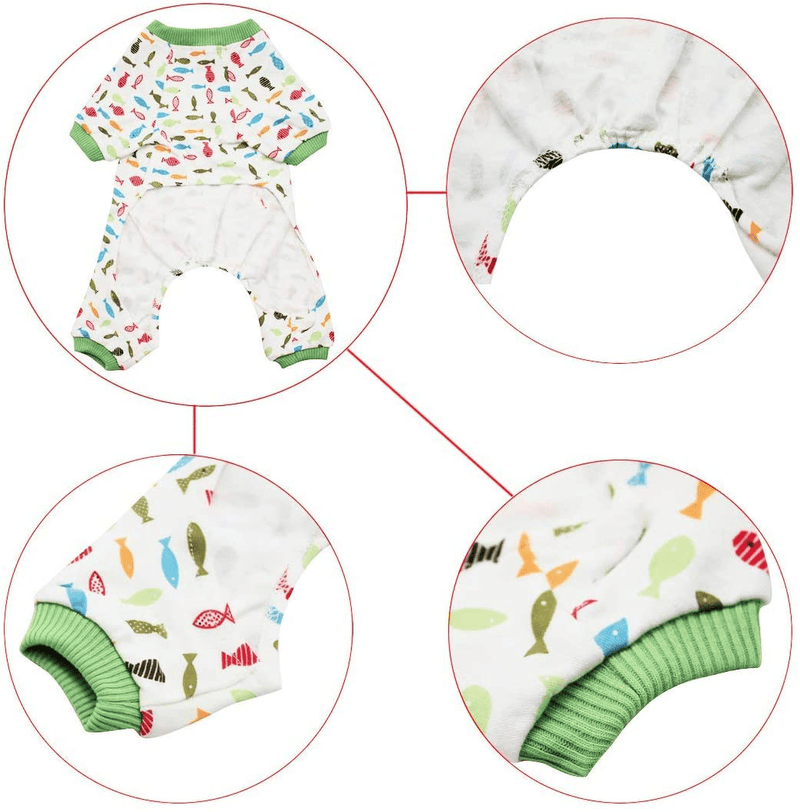 Scheppend 2-Pack Pet Clothes Puppy Cute Pajamas Dog Cotton Body Suit Cats Jumpsuits Cozy Apparel Dogs Pjs Small Canine Jammies