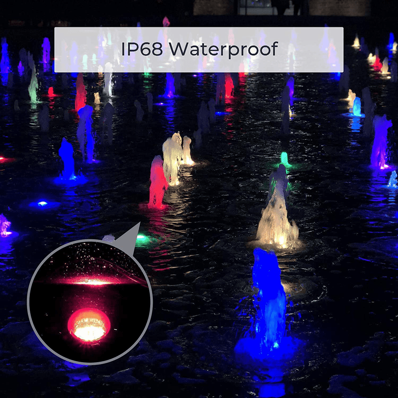 SHOYO Pond Light Underwater IP68 Waterproof Colored LED Fountain Light Submersible Landscape Spotlight Waterfall Light Outdoor Decorative Lighting (Set of 1)