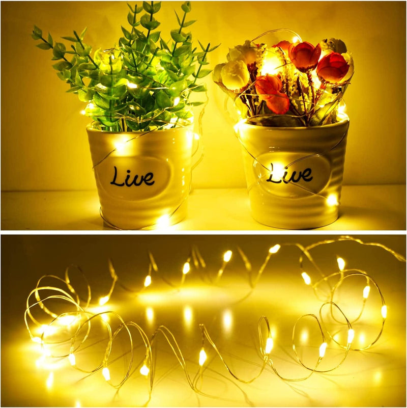 Smilingtown Starry Fairy String Lights 36 Pack 20 Led/Strand 7.2Ft Firefly Copper Wire Lights Battery Powered Lights for Wedding Party Table Centerpiece Halloween Christmas Decorations (Warm White)