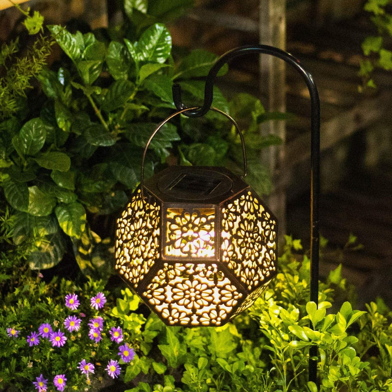 Solar Lantern Hanging Garden Outdoor Lights Metal Waterproof LED Table Lamp