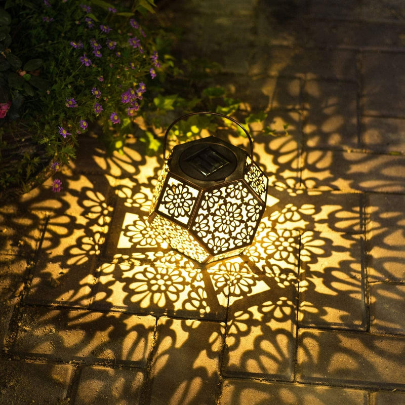 Solar Lantern Hanging Garden Outdoor Lights Metal Waterproof LED Table Lamp