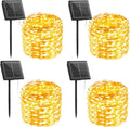 Solar String Lights Outdoor Waterproof, 4 Packs Each 33 Ft 100 LED Solar Fairy Lights with 8 Modes, Twinkle Solar Powered Outdoor Lights for Patio Yard Trees Wedding Christmas, Warm White