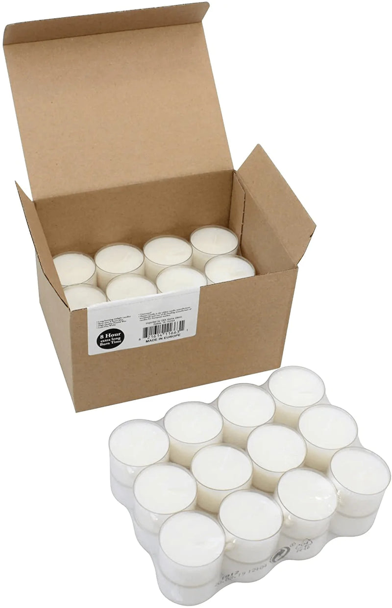 Stonebriar 48 Pack Unscented 8 Hour Extended Burn Time Clear Cup Tea Light Candles, 48 Count