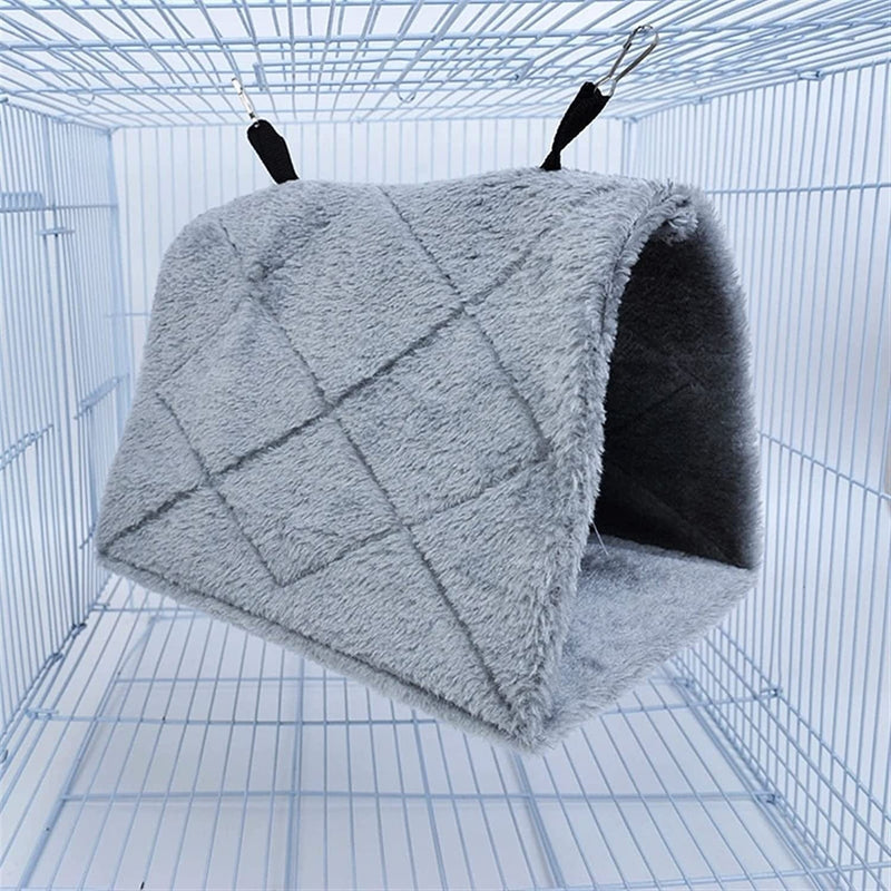 STRTT Pet Bird Parrot Cages Warm Hammock Hut Tent Bed Hanging Cave for Sleeping Bird Cage Accessories Bird House (Color : Grey)