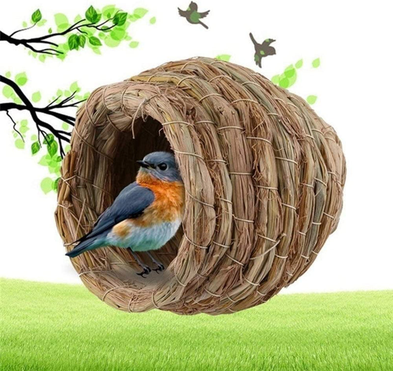 SUODAO Bird Nest,Parrot Handmade Cages Accessories Parrot Pet Bedroom Bird House Straw Nest Straw Cage Breeding Cave