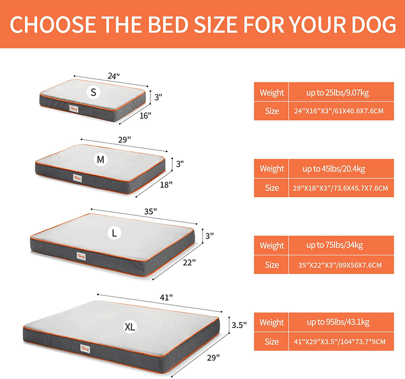 Toozey Orthopedic Memory Foam Dog Bed, 2-Layer Thick High-Density Mattress Washable Dog Crate Bed with Removable Cover and Waterproof Liner, Premium Plush Dog Bed for Small, Medium, Large Dogs, Cats