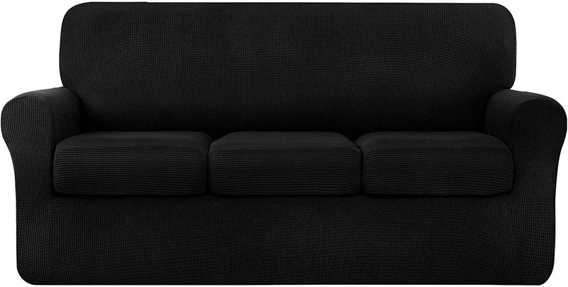 TOYABR 3 Pieces Sofa Slipcover Removable Couch Cover with 2 Separate Cushions, Washable Loveseat Slipcovers, High Stretch Soft Furniture Protector for Pets and Kids (Medium,Dove Gray)