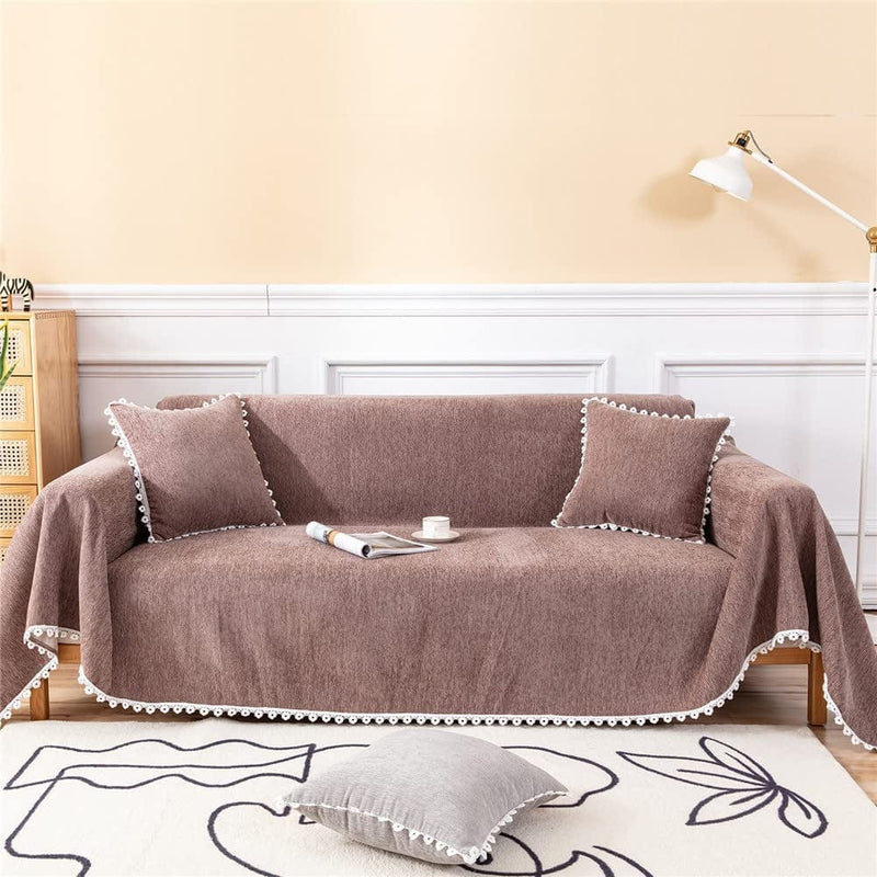 TOYROOM Simple Gray Couch Cover for 3 Cushion Sectional Sofa Cover,Couch Cover for Dogs Non-Slip Chenille Couch Cover X-Large Couch Cushion Covers for Loveseat Sofa Cover for Dogs,71"*134" Gray