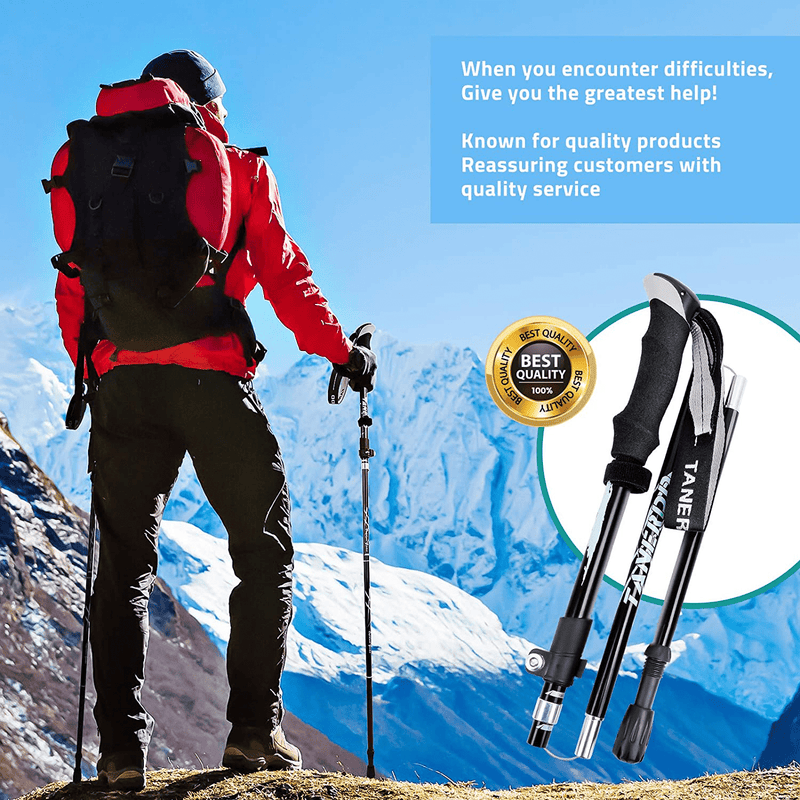 Trekking Poles -2 Pack Adjustable Hiking or Walking Sticks - Strong, Lightweight, Shock and Carry Bag for Hiking, Camping, Mountaining, Backpacking, Walking, Trekking (Black 2Pack, 43--51 In)