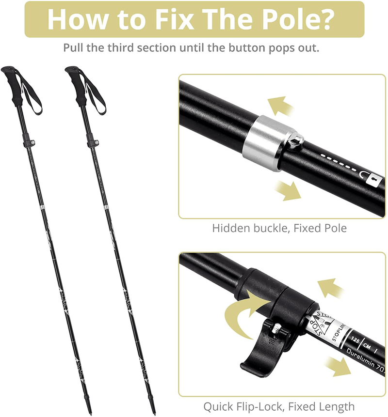 Trekking Poles Anbte 2 Packs Aluminum 7075 Collapsible Walking Pole with Adjustable Quick Locks Hiking Sticks Strong Expandable to 53 Inch Ultralight for Hiking Camping Backpacking Men Women