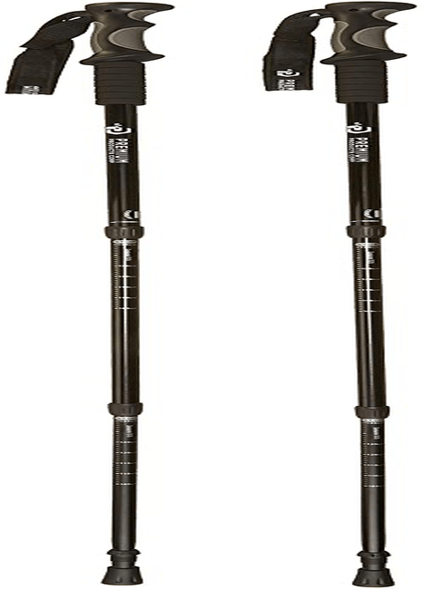 Trekking Poles - Collapsible anti Shock Light Weight Aluminum for Hiking/Walking -Free Carry Bag with 4 Different Trekking Pole Tips