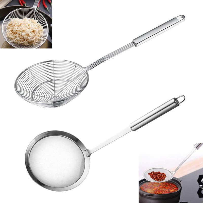 Tsongho Fat Skimmer Spoon Hot Pot Fine Mesh Food Strainer Spider Strainer for Grease Gravy Kitchen Cooking, Stainless Steel
