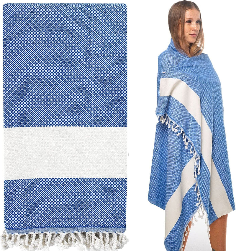 Turkish Towel 100% Cotton Peshtemal Bath Towel Travel Camping Bath Sauna Beach Gym Pool Blanket Gift Quick Dry Towels (Beach Towel, Cream)
