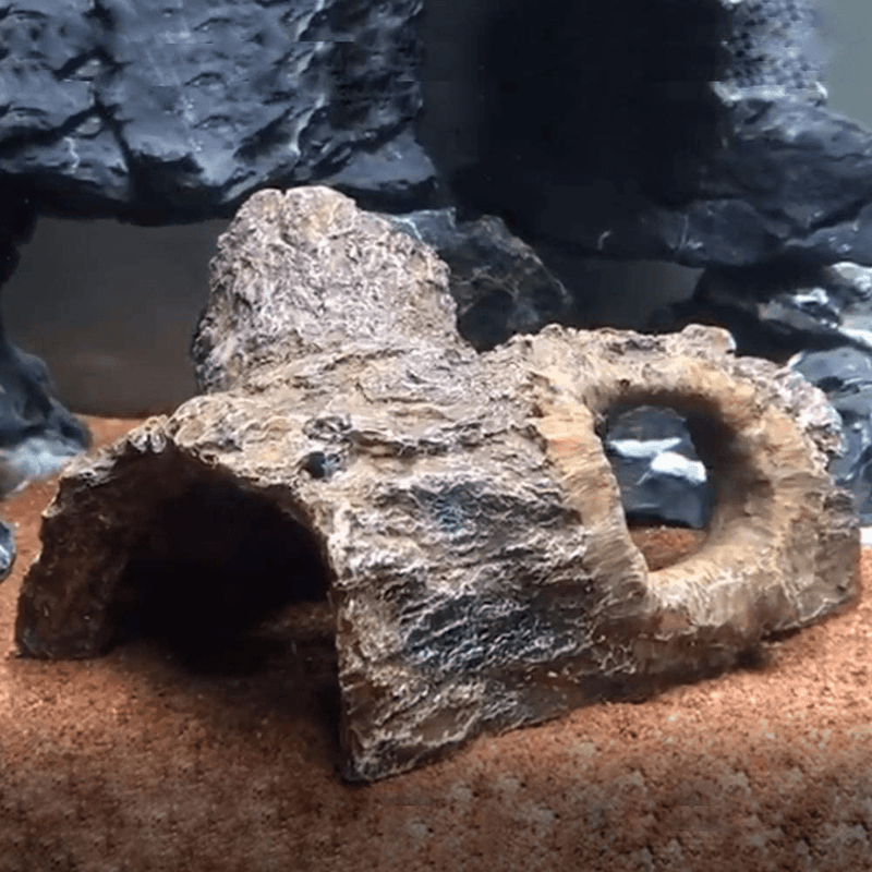 U&T Reptile Habitat Decor Cavern Bark Bends,5.1inch Resin Hideouts