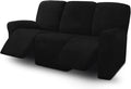 ULTICOR 8-Pieces Recliner Sofa Covers Velvet Stretch Reclining Couch Covers for 3 Cushion Reclining Sofa Slipcovers Furniture Covers Thick Soft Washable (Black)