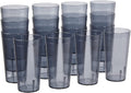 US Acrylic Café 20-Ounce Plastic Restaurant Style Lightweight Stackable Beverage Tumblers | Reusable, Bpa-Free, Made in the USA, Top-Rack Dishwasher Safe | Water Cups Set of 16 in 4 Coastal Colors