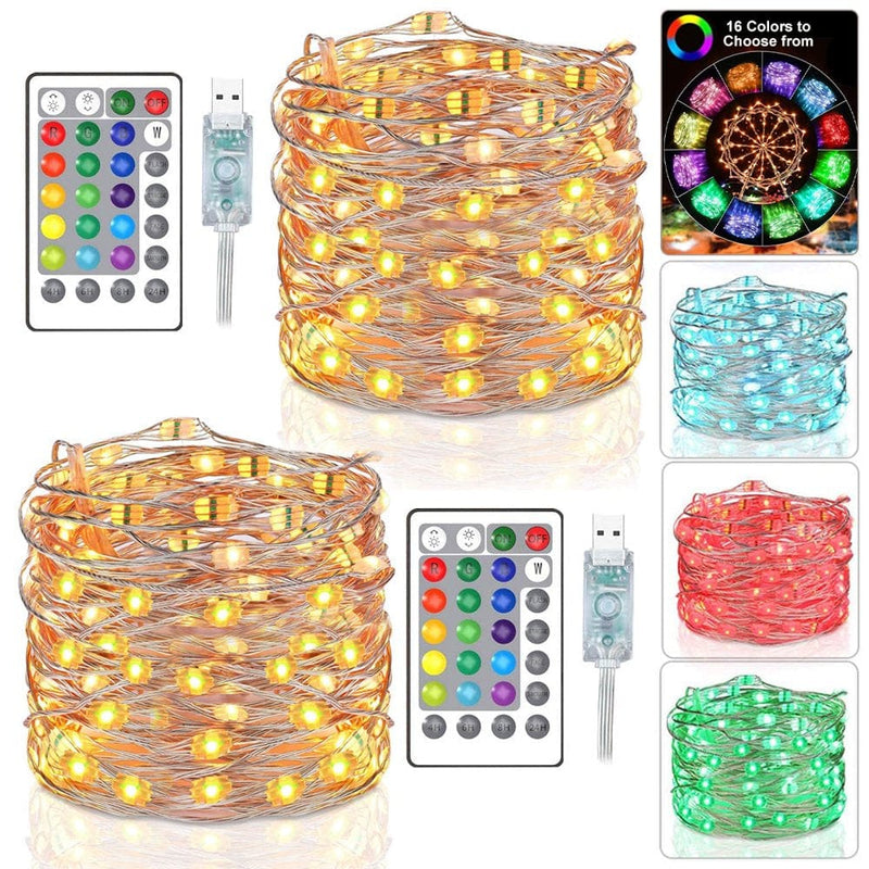 USB Christmas Lights, 66Ft 200 LED Upgraded Larger RGB Bulb Brighter Color Changing Christmas Fairy Lights with Remote, Unique Dual/Triple Colors Valentine’S Day Lights for Bedroom Wedding