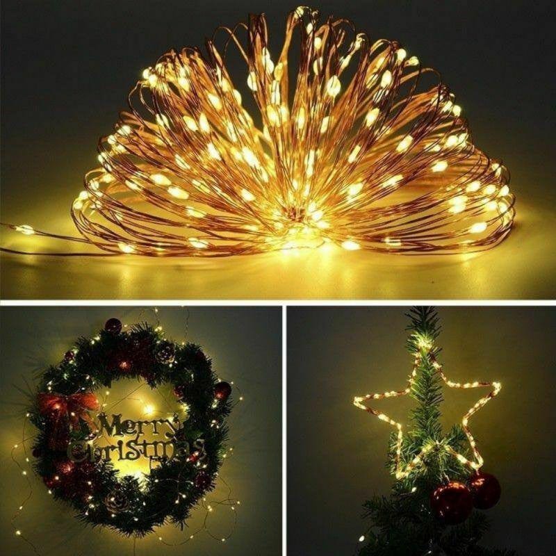 USB Fairy String Lights with Remote and Power Adapter, 2M 20 LED Firefly Lights for Bedroom Wall Ceiling Christmas Tree Wreath Craft Wedding Party Decoration, Warm White