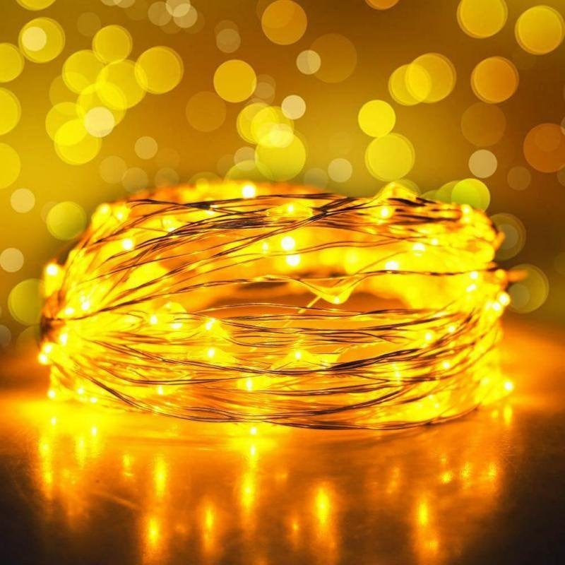 USB Fairy String Lights with Remote and Power Adapter, 2M 20 LED Firefly Lights for Bedroom Wall Ceiling Christmas Tree Wreath Craft Wedding Party Decoration, Warm White