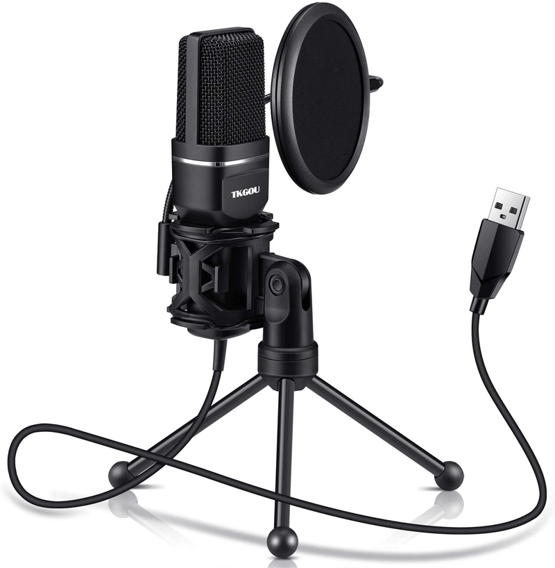 USB Microphone, TKGOU Computer Condenser Recording Microphones.for PC,PS4,Laptop,Desktop,Tripod Stand,Pop Filter,Shock Mount. for Gaming,Streaming,Podcast,YouTube,Voice Over,Skype,Twitch,Plug&Play Mic
