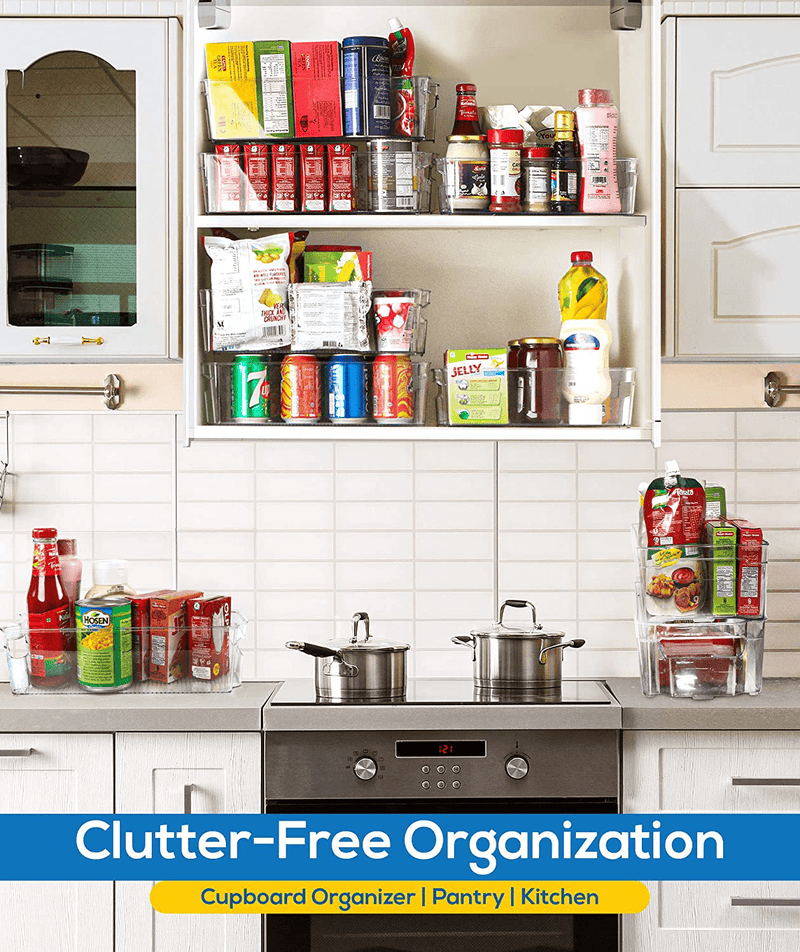 Utopia Home Set of 8 Pantry Organizers-Includes 8 Organizers (4 Large & 4 Small Drawers)-Organizers for Freezers, Kitchen Countertops and Cabinets-BPA Free Clear Plastic Pantry Storage Racks