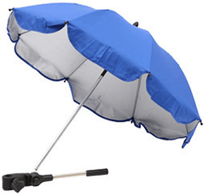 UXELY Push Chair Umbrella, Beach Chair Umbrella, Baby Stroller Clip-On Umbrella Detachable Stroller Umbrella Sun Shade Flexible Arm Manual Open UV Protection Pushchair Umbrella(Light Blue)