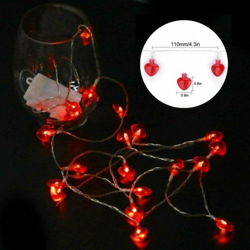 Valentine Lights 8.2 Ft 20 Leds Red Heart Shaped String LED Lights, Romantic Valentines Day Decor Lights for Valentines Decorations, Bedroom, Party, Wedding Indoor Outdoor