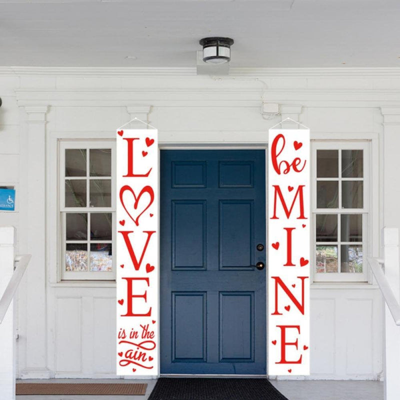 Valentine Porch Sign Valentines Day Decorations for the Home, Happy Valentines Day Banner Welcome Sign for Front Door, Modern Farmhouse Wall Decor Hanging Rustic Valentines Day Gifts for Him Her