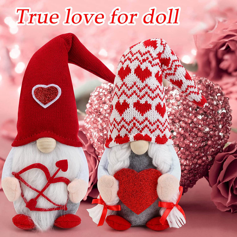 Valentine'S Day Gnomes - Swedish Tomte Valentines Decor for Home, Office - Cotton Valentine Gnome & Elf Plushie - Scandinavian Decorations for Table, Bedroom, Living Room, Mantle - 13.4X4.7, 2-Pack
