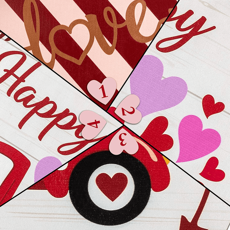 Valentine’S Day Hanging Sign Decoration, Valentines Wall Wooden Door Heart-Shaped Stripes and Happy Valentine’S Day Car Decor Valentine'S Hanging Sign Decor Valentine'S Day St Indoor Outdoor Decorations