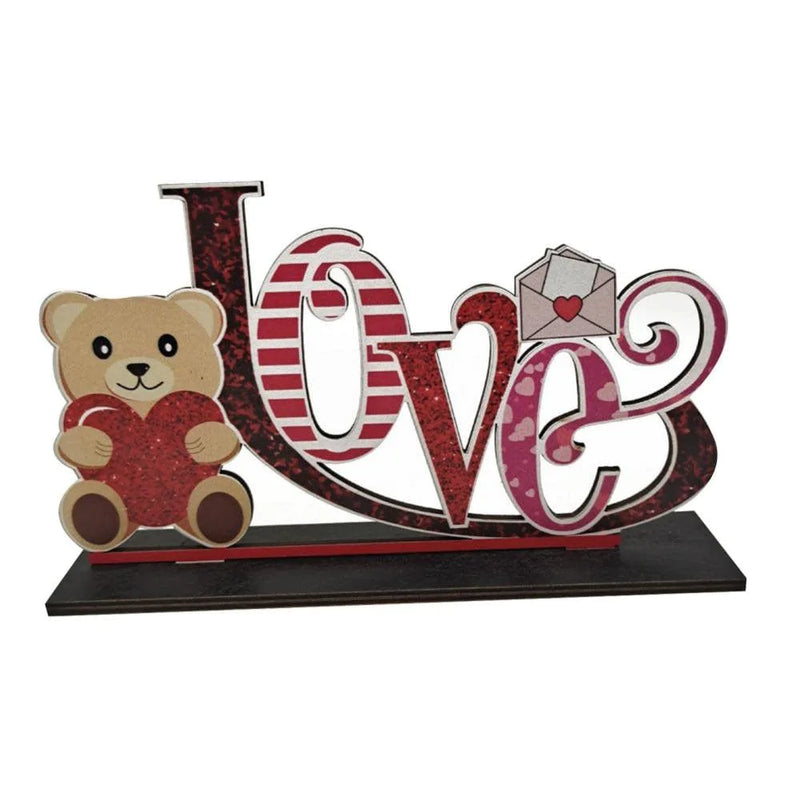 Valentine'S Day Wooden Tabletop Signs Letter Shaped Table Toppers for Valentine'S Day, Anniversary, Wedding, Party Decors