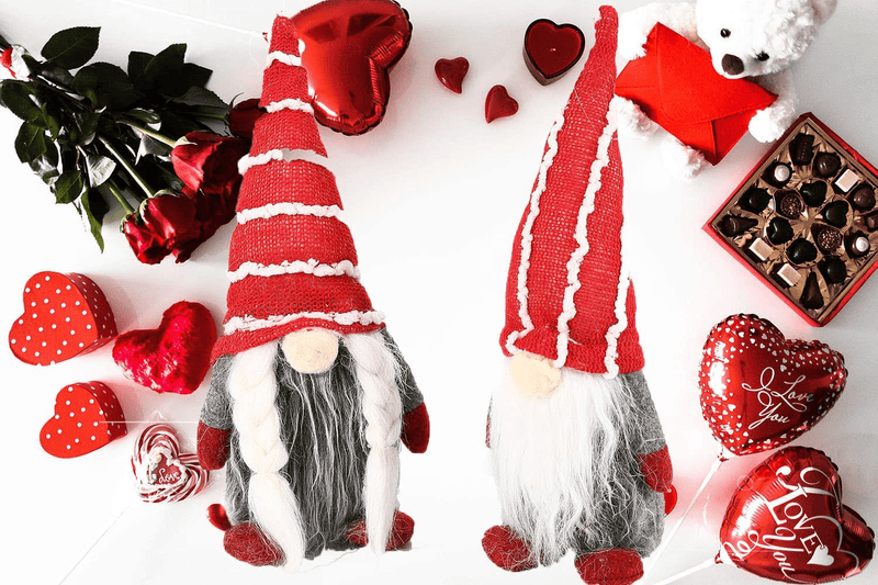 Valentines Day Decor Valentines Gnomes Plush Swedish Handmade Gnomes for Valentines Gift/ Decoration（2Pcs）