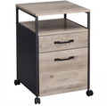 VASAGLE Rolling File Cabinet, Mobile Office Cabinet on Wheels, with 2 Drawers, Open Shelf, for A4, Letter Size, Hanging File Folders, Industrial Style, Rustic Brown and Black UOFC71X