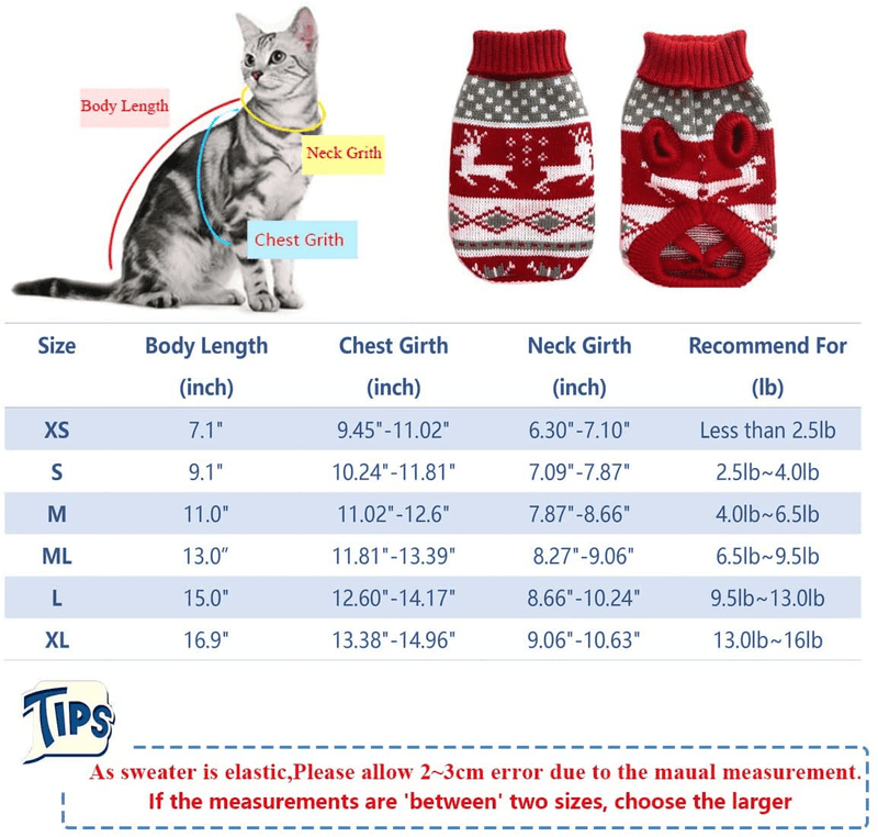 Vehomy Dog Christmas Sweaters Pet Winter Knitwear Xmas Clothes Classic Warm Coats Reindeer Snowflake Argyle Sweater for Kitty Puppy Cat