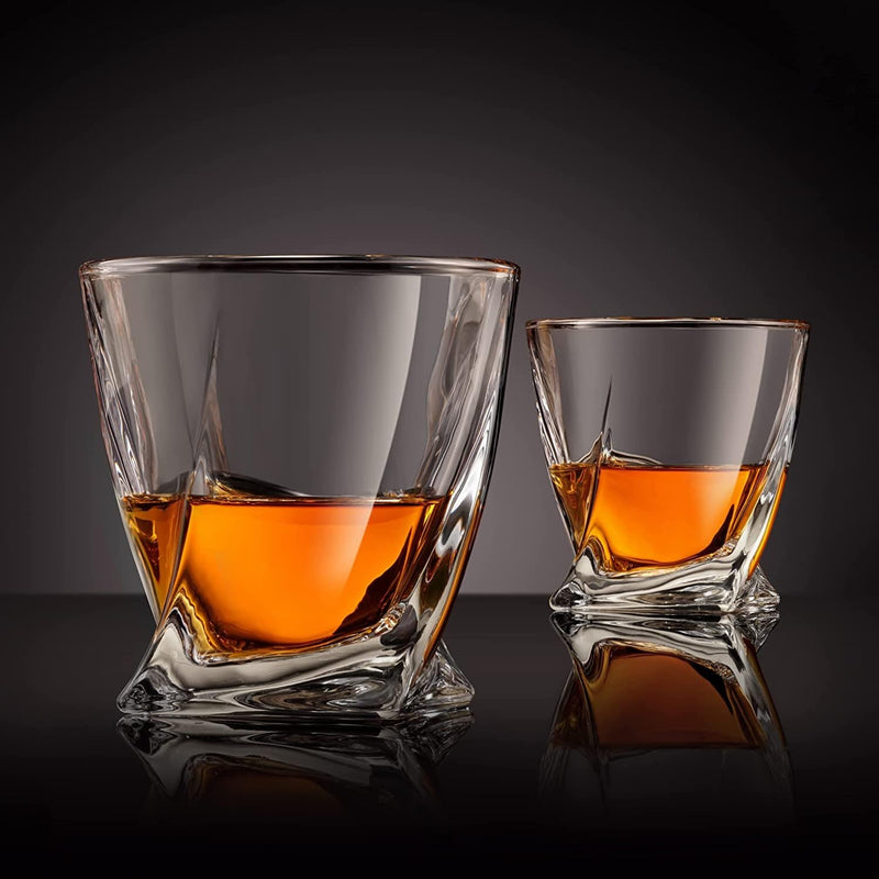 VENERO Crystal Whiskey Glasses, Set of 4 Rocks Glasses in Satin-Lined Gift Box - 10 Oz Old Fashioned Lowball Bar Tumblers for Drinking Bourbon, Scotch Whisky, Cocktails, Cognac