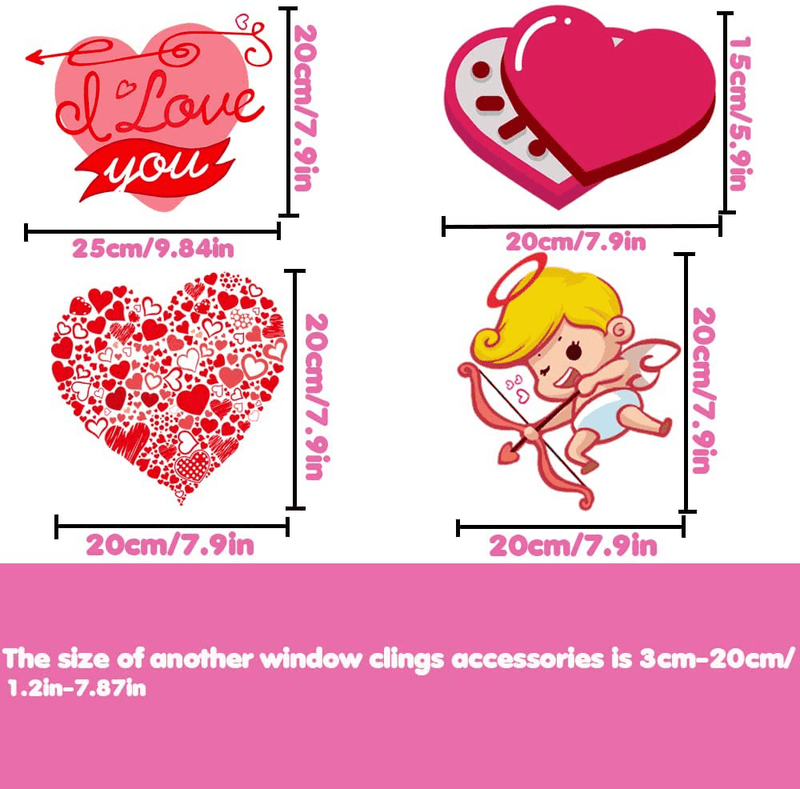 VEYLIN 300Pcs Valentine’S Day Window Clings, Removable Vinyl Window Sticker for Valentines Day Wedding Party Decoration