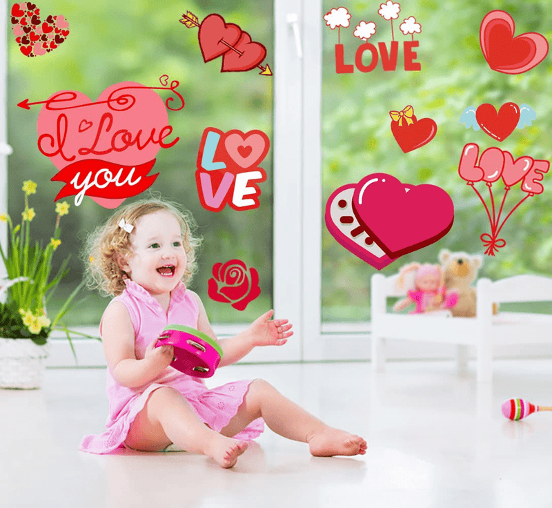 VEYLIN 300Pcs Valentine’S Day Window Clings, Removable Vinyl Window Sticker for Valentines Day Wedding Party Decoration