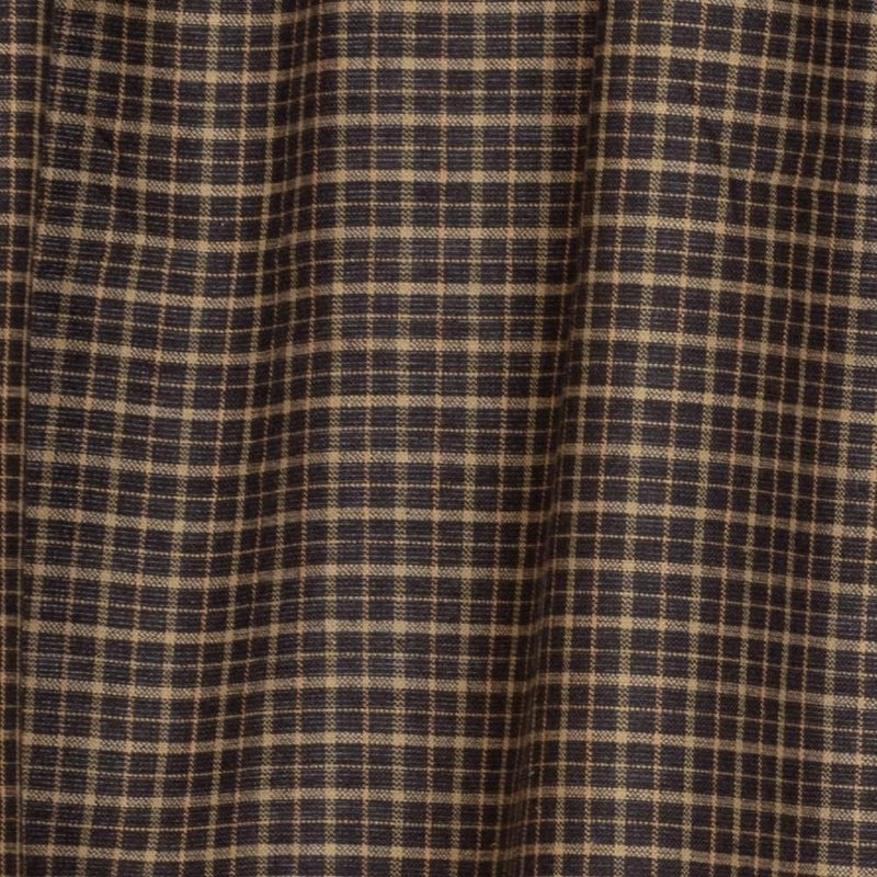 VHC Brands Kettle Grove Plaid Prairie Long Panel Scalloped Set of 2 84X36X18 Country Curtains, Country Black
