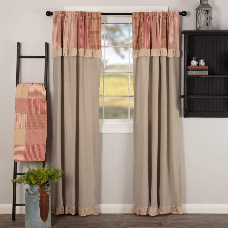 VHC Brands Sawyer Mill Curtain, Panel 63X36, Red Country